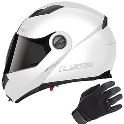 Casco Modulare LS2 Easy FF370 Doppia Visiera Bianco Lucido Più Guanti Estivi In Tessuto Ls2 Casco Modulare LS2 Easy FF370 Doppia Visiera Bianco Lucido Più Guanti Estivi In Tessuto Ls2