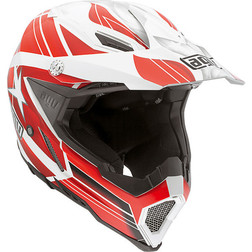 Casco Moto Cross Enduro AGV AX-8 Evo Flastar bianco/Rosso Agv Casco Moto Cross Enduro AGV AX-8 Evo Flastar bianco/Rosso Agv