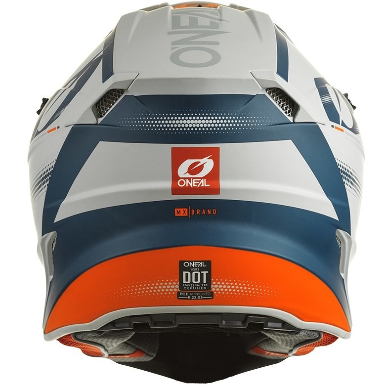 Casco Moto Cross Enduro Oneal Srs Polyacrylite Haze V Blu Arancio