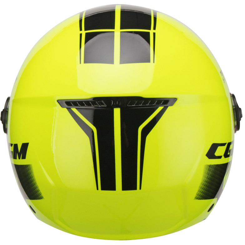 Casco Moto Jet Cgm X Florence Tech Nero Giallo Fluo Visiera Lunga