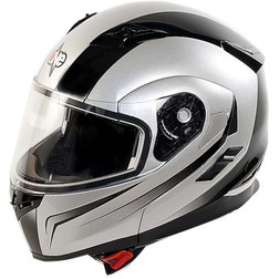 Casco Moto Modulare Apribile One Doppia Visiera Argento-Nero One Casco Moto Modulare Apribile One Doppia Visiera Argento-Nero One