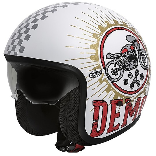 Casque De Moto Jet Vintage En Fibre Premier Vintage Evo Sd Bm Blanc