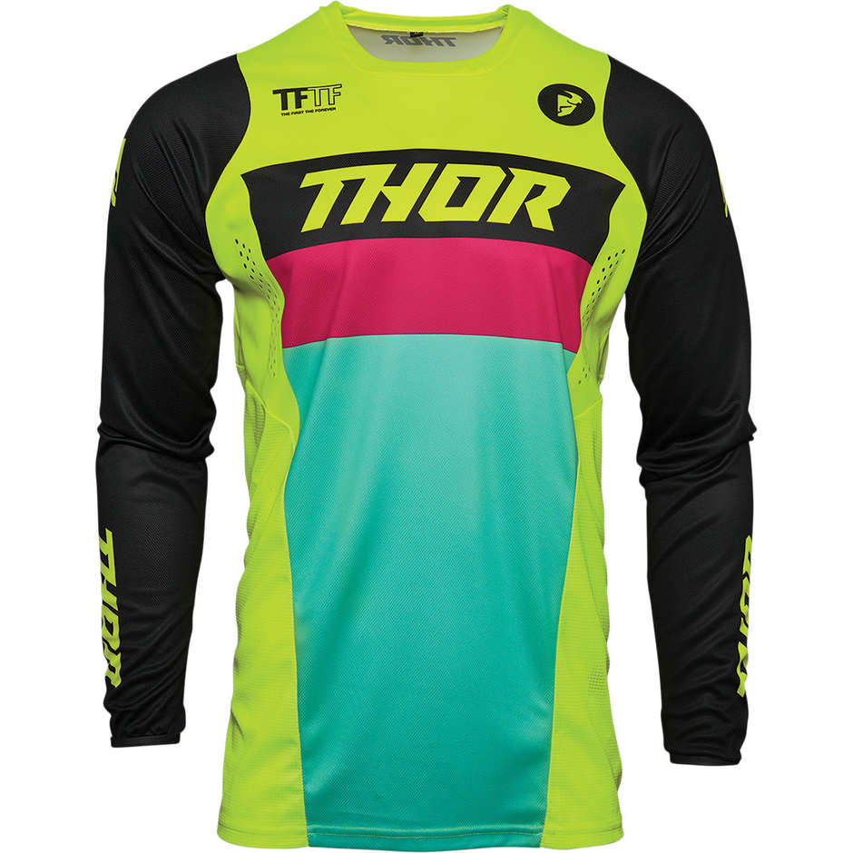 Maillot Moto Enduro Thor Pulse Racer Acid Black Cross Vente En Ligne