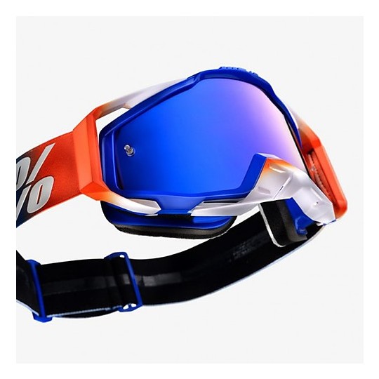 Occhiali Moto Cross Enduro 100 RACECRAFT Roxburry Lente Mirror Blu