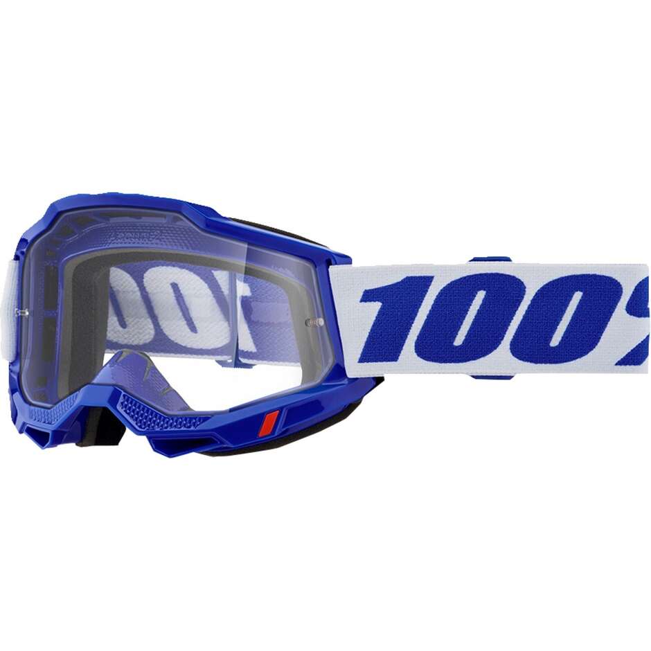 100 % ACCURI 2 BLUE Cross Enduro Motorradmaske mit transparenter Linse