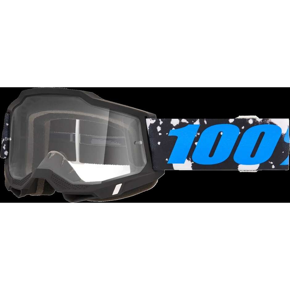 100% ACCURI 2 CALLISTO Motocross Enduro Goggles Black Blue White Clear Lens
