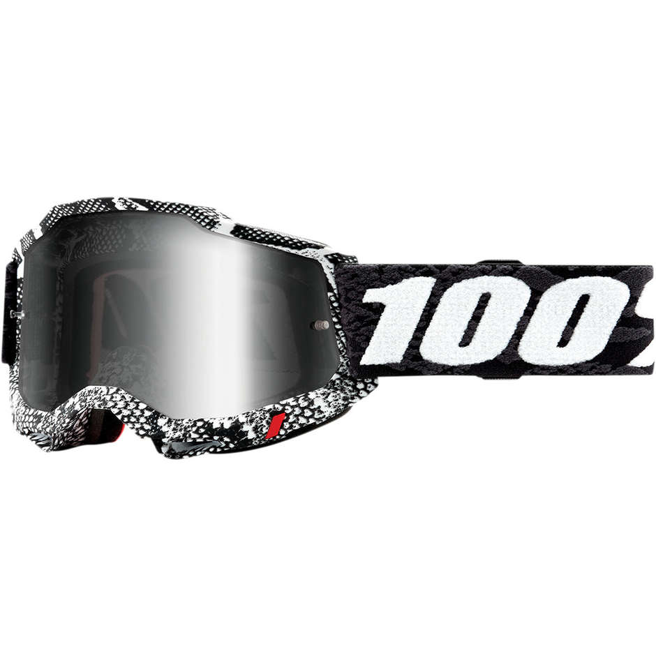 100% ACCURI 2 Cobra Cross Enduro Motorradbrille Silber Spiegellinse
