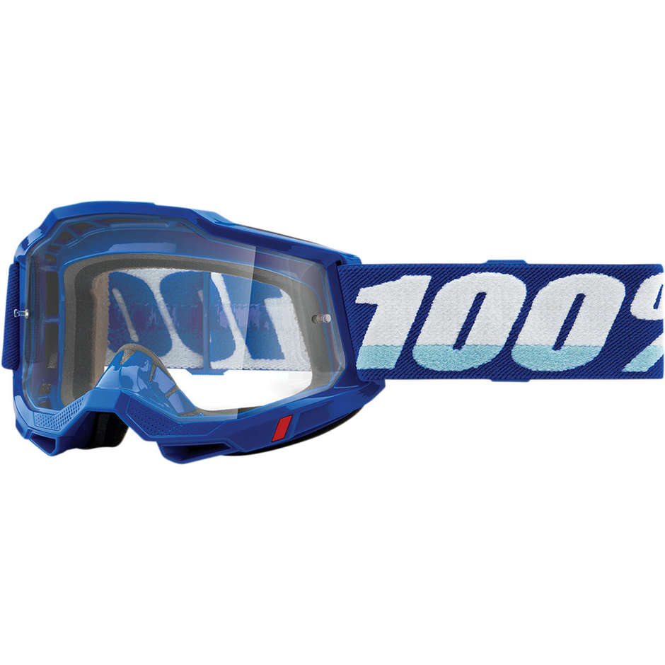 100% ACCURI 2 Cross Enduro Motorcycle Glasses Blue Transparent Lens