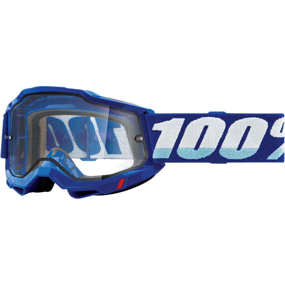 100% ACCURI 2 Enduro MX Cross Enduro Motorcycle Glasses Blue Transparent Lens