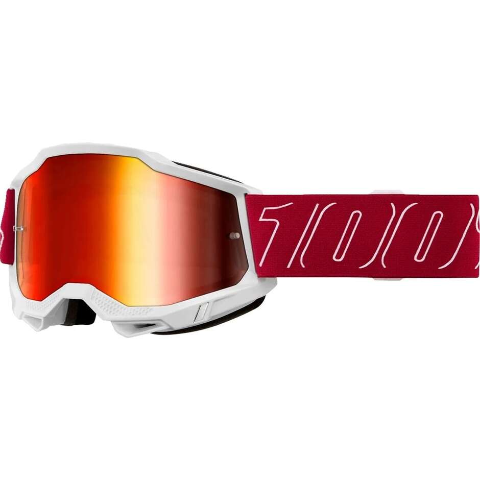 100% ACCURI 2 GOGGLE REDLINE Cross Enduro Motorcycle Goggles Red Mirror Lens