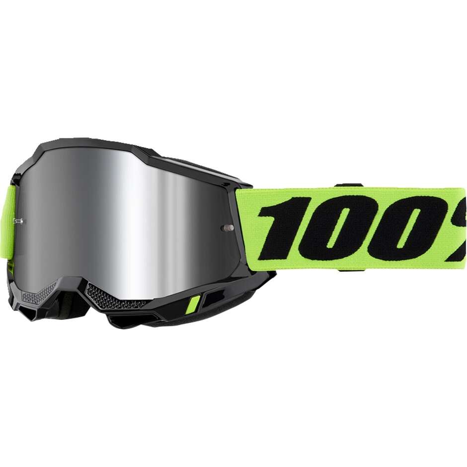 100% ACCURI 2 NEON Cross Enduro Motorcycle Mask with Mirror Lens