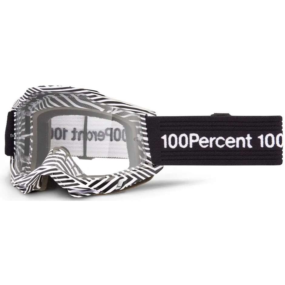 100% ACCURI 2 SAMBA Motocross Enduro Goggles Black White Clear Lens