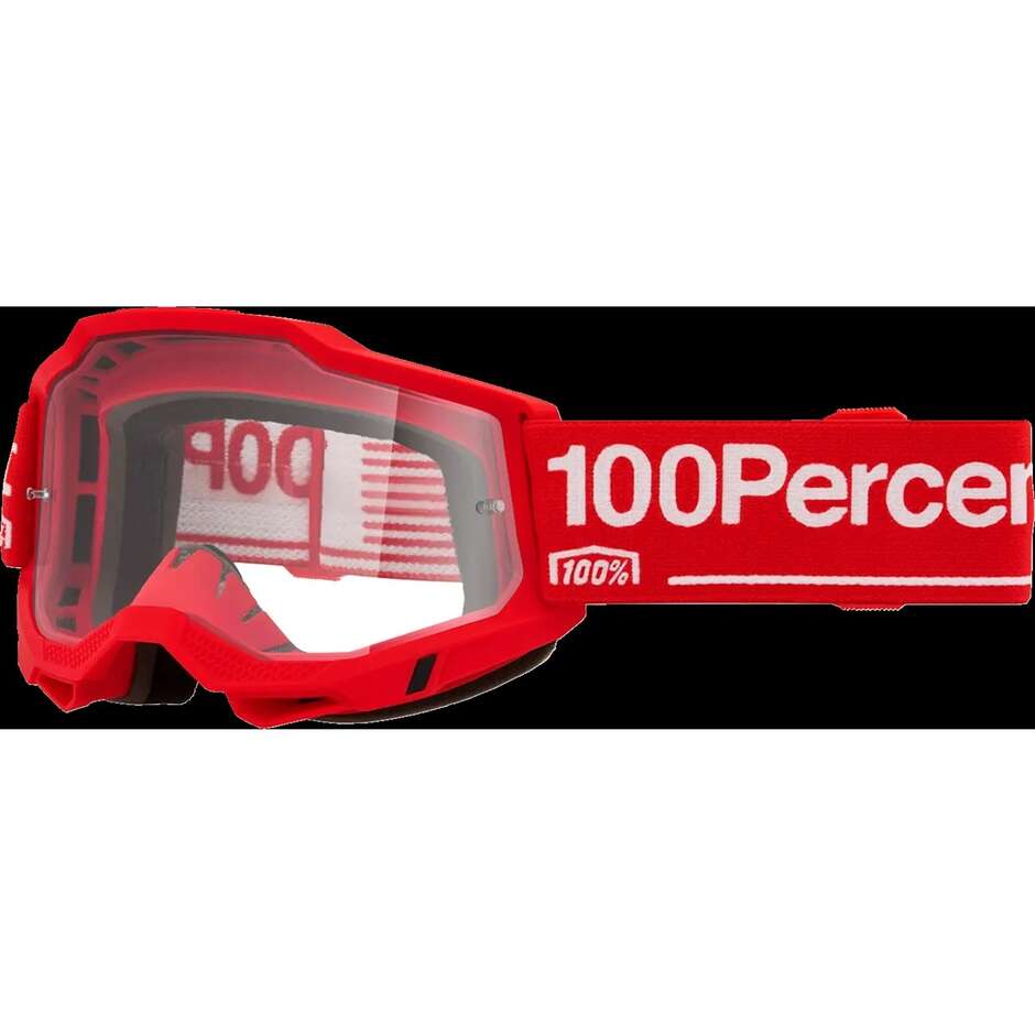 100% ACCURI 2 WOLG Motocross-Enduro-Brille, rot-weiß, klare Gläser