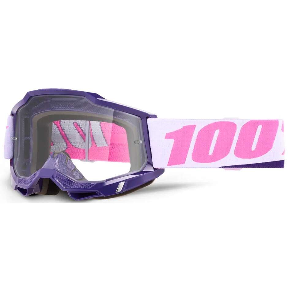100% ACCURI 2 YUMIKO Purple White Clear Lens Cross Enduro Motorcycle Goggles