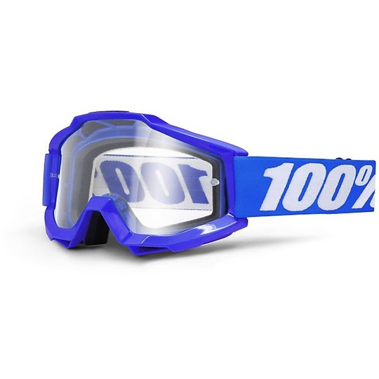 100% ACCURI Cross Enduro Lunettes de moto Reflex Blue Transparent Lens