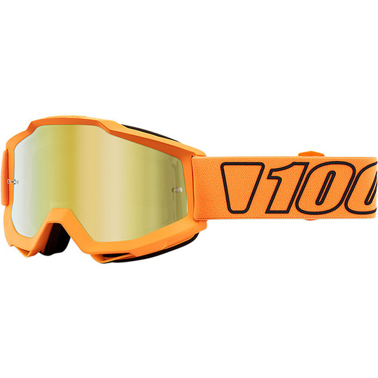 100% ACCURI Cross Enduro Motorcycle Goggles Luminaries Gold Mirror Lens