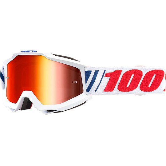 100% ACCURI Cross Enduro Motorradbrille AF066 Rote Spiegelscheibe