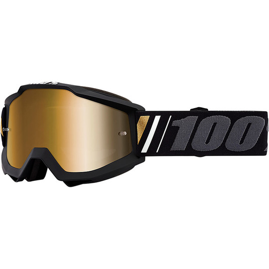 100% ACCURI Cross Enduro Motorradbrille mit goldener Spiegelscheibe