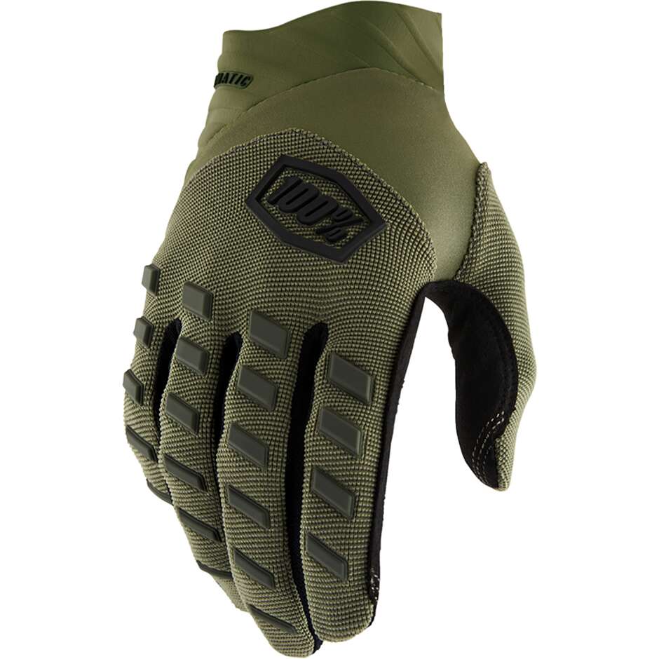 100% AIRMATIC Army Green Moto Cross Enduro MTB Gloves