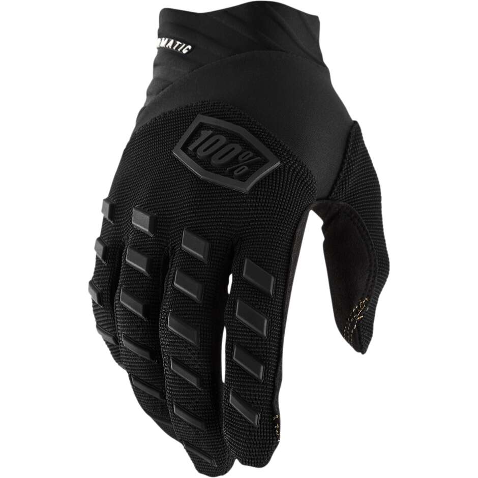 100% AIRMATIC Black Motorcycle Cross Enduro Mtb Gloves for Children