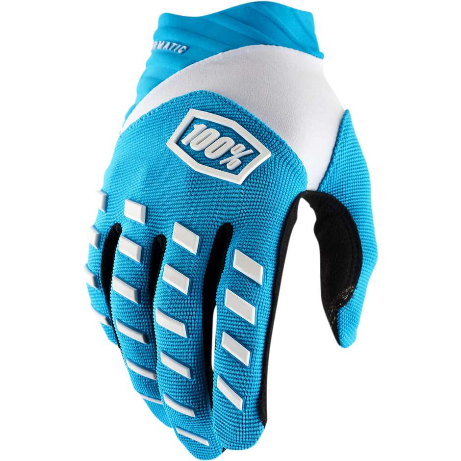 100% AIRMATIC Blue White Moto Cross Enduro MTB Gloves