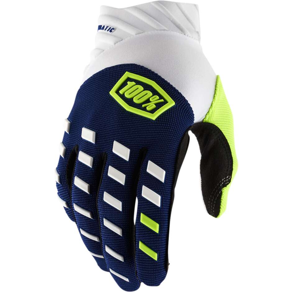100% AIRMATIC Navy Blue White Moto Cross Enduro MTB Gloves