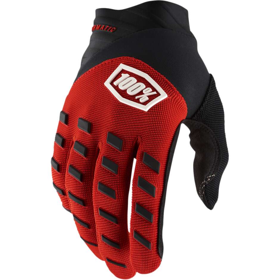 100% AIRMATIC Red Black Motorcycle Cross Enduro Mtb Gloves for Children