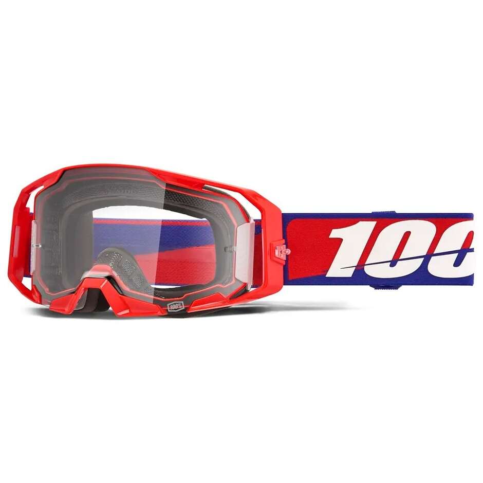 100% ARMATIC BEST Motocross Enduro Mask Blue White Red Clear Lens