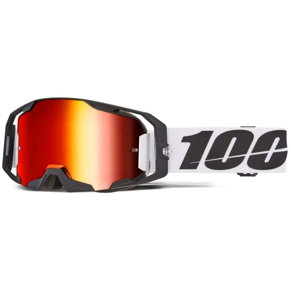 100% ARMATIC CALDWELL Cross Enduro Motorcycle Goggles White Black Red Mirror Lens
