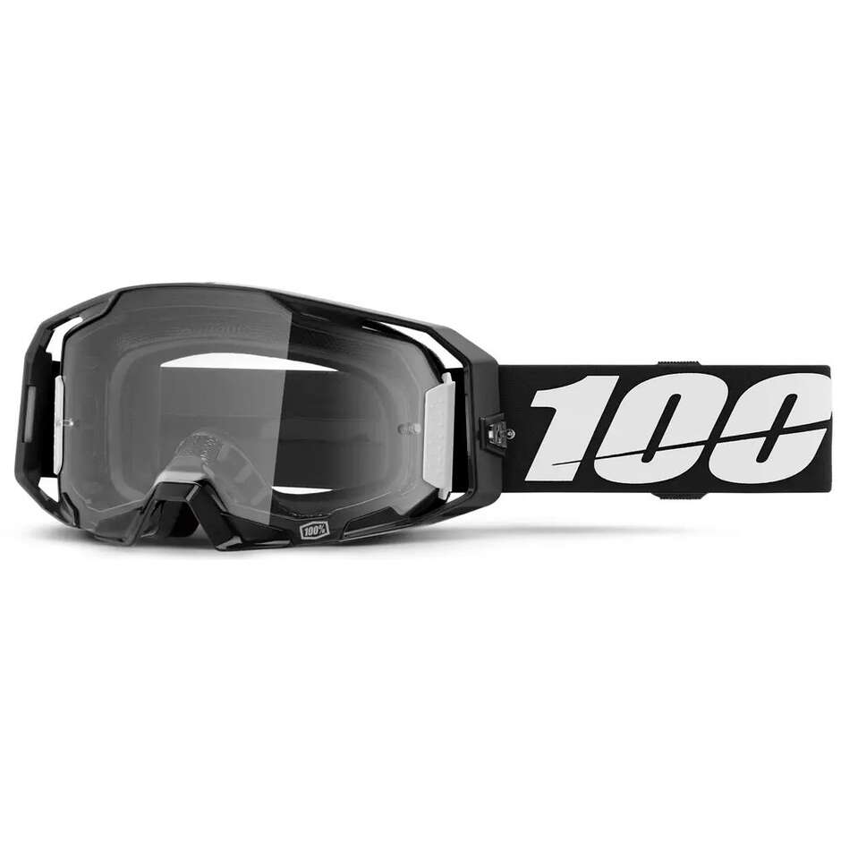 100% ARMATIC Motocross Enduro Mask Black White Clear Lens