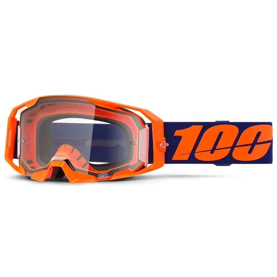 100% ARMATIC NEON Blue Orange Clear Lens Cross Enduro Motorcycle Goggles