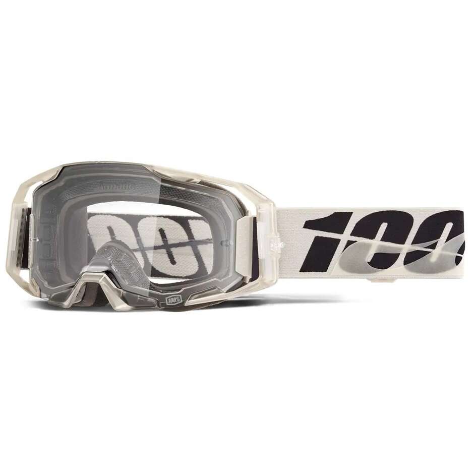 100% ARMATIC PITCH Motocross Enduro Mask Black White Grey Clear Lens
