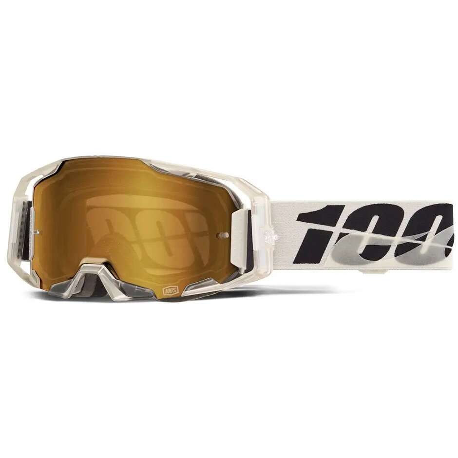 100% ARMATIC PITCH Motocross Enduro Mask Black White Grey Gold Mirror Lens