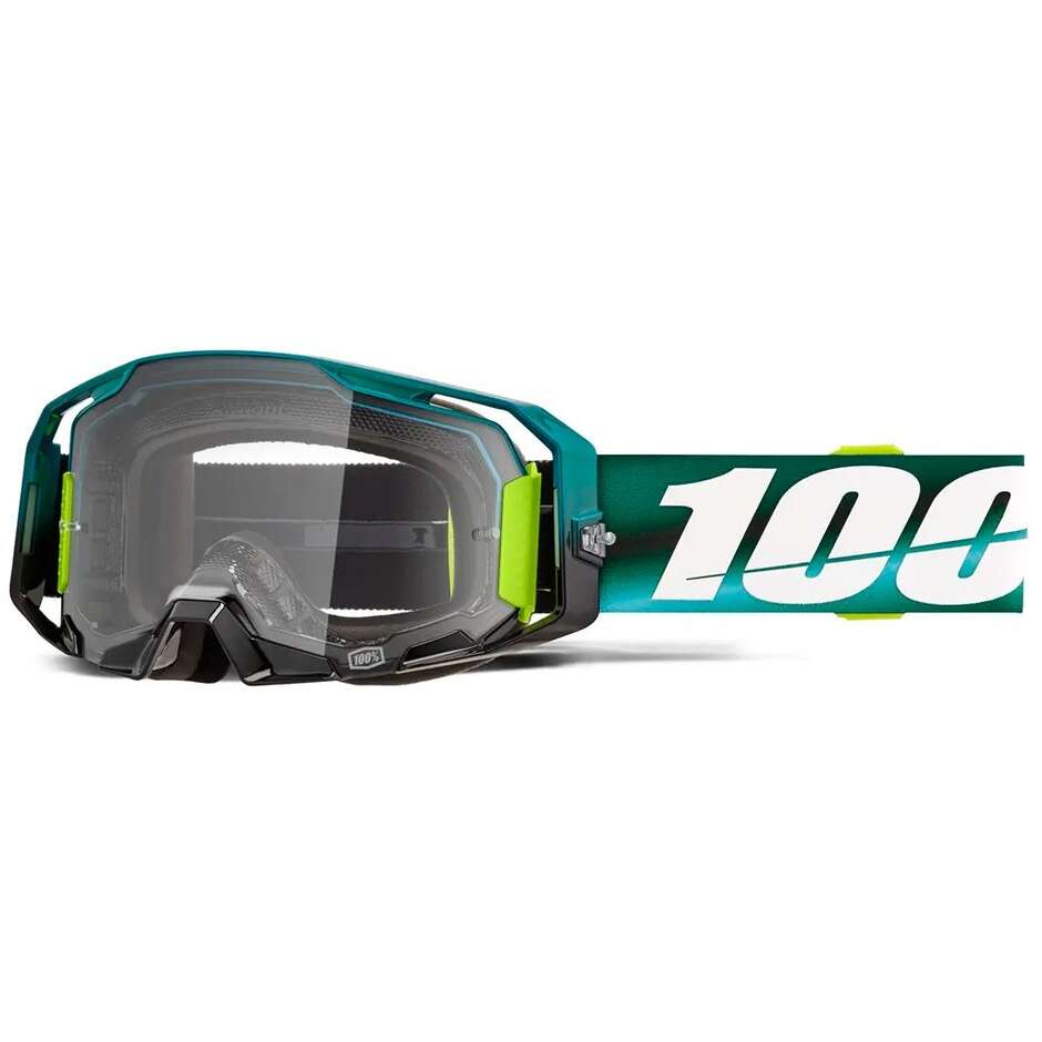 100% ARMATIC POLARITY Motocross Enduro Mask Black Green Clear Lens