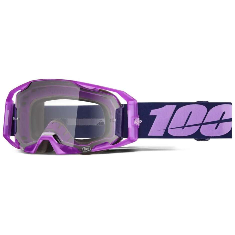 100% ARMATIC TOYOKO Purple Cross Enduro-Motorradbrille mit klaren Gläsern