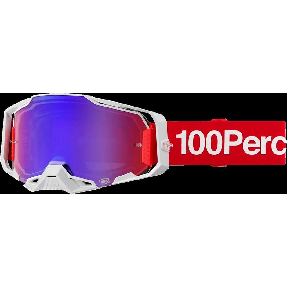 100% ARMEGA Motocross Enduro Mask Red White Blue Lens