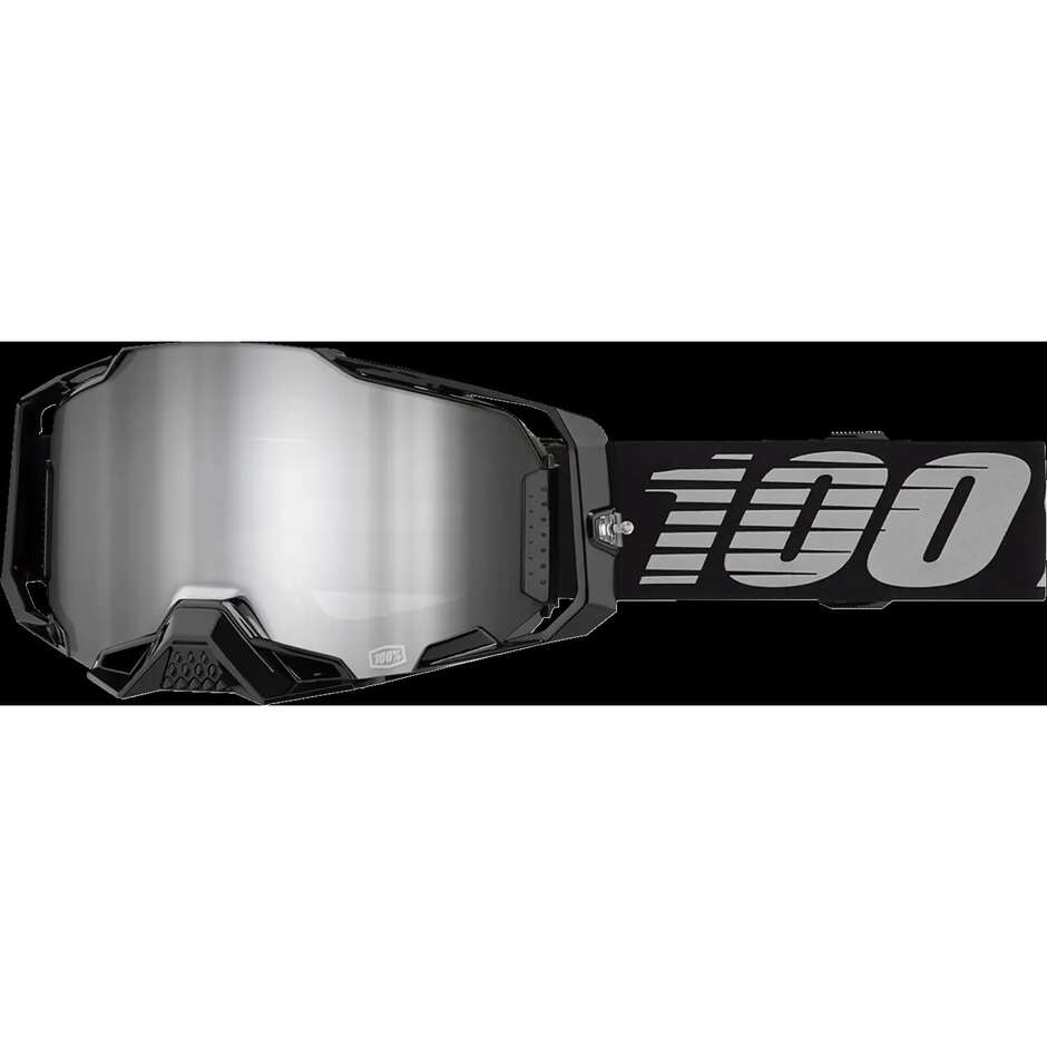 100% ARMEGA Motocross-Enduro-Maske, schwarz-silberne Spiegelgläser