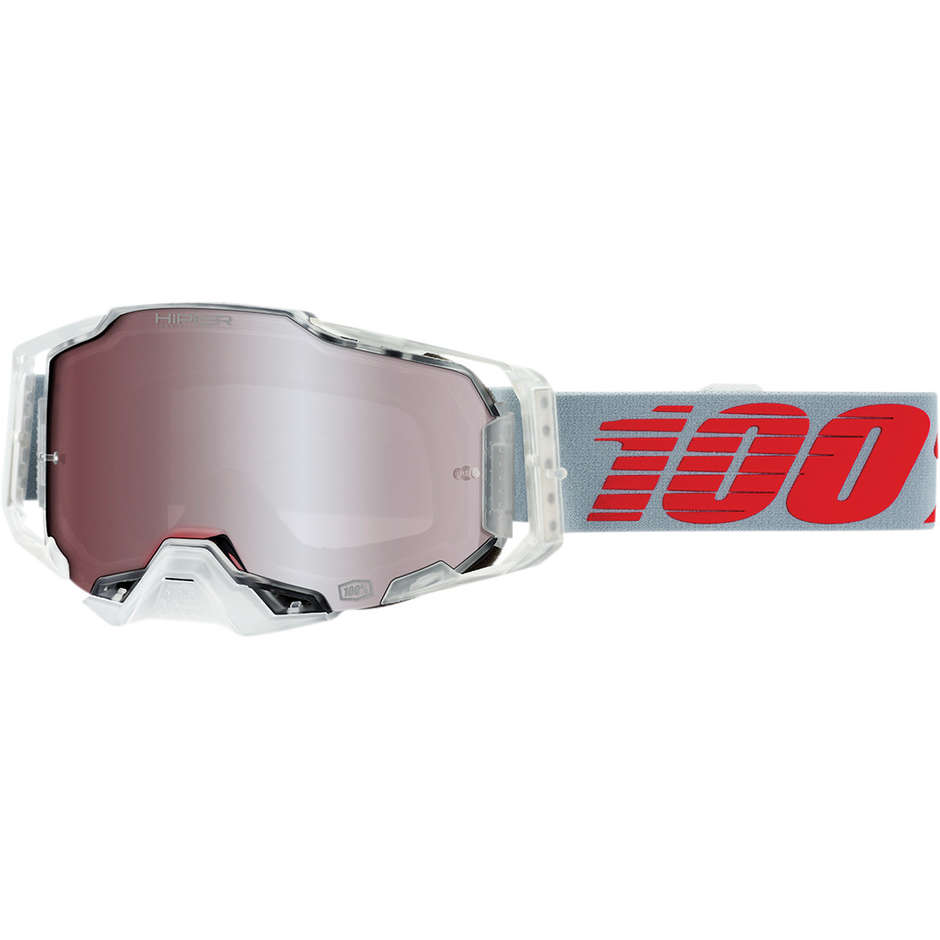 100% ARMEGA X-Ray Hiper Cross Enduro Moto Lunettes Argent Miroir Lentille