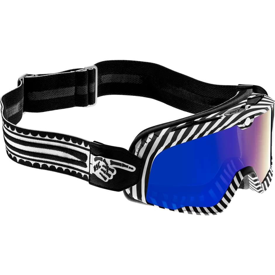 100% BARSTOW Cross Enduro Motorcycle Mask Goggles Spray Blue Mirror Lens