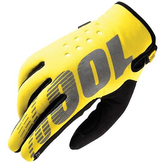 100% BRISKER Cross Enduro Motorcycle Gloves Yellow Fluo Black