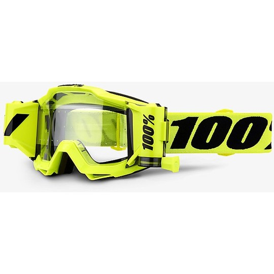 100% Enduro Motorcycle Cross Enduro Goggles ACCURI FORECAST Fluo Yellow Clear Lens
