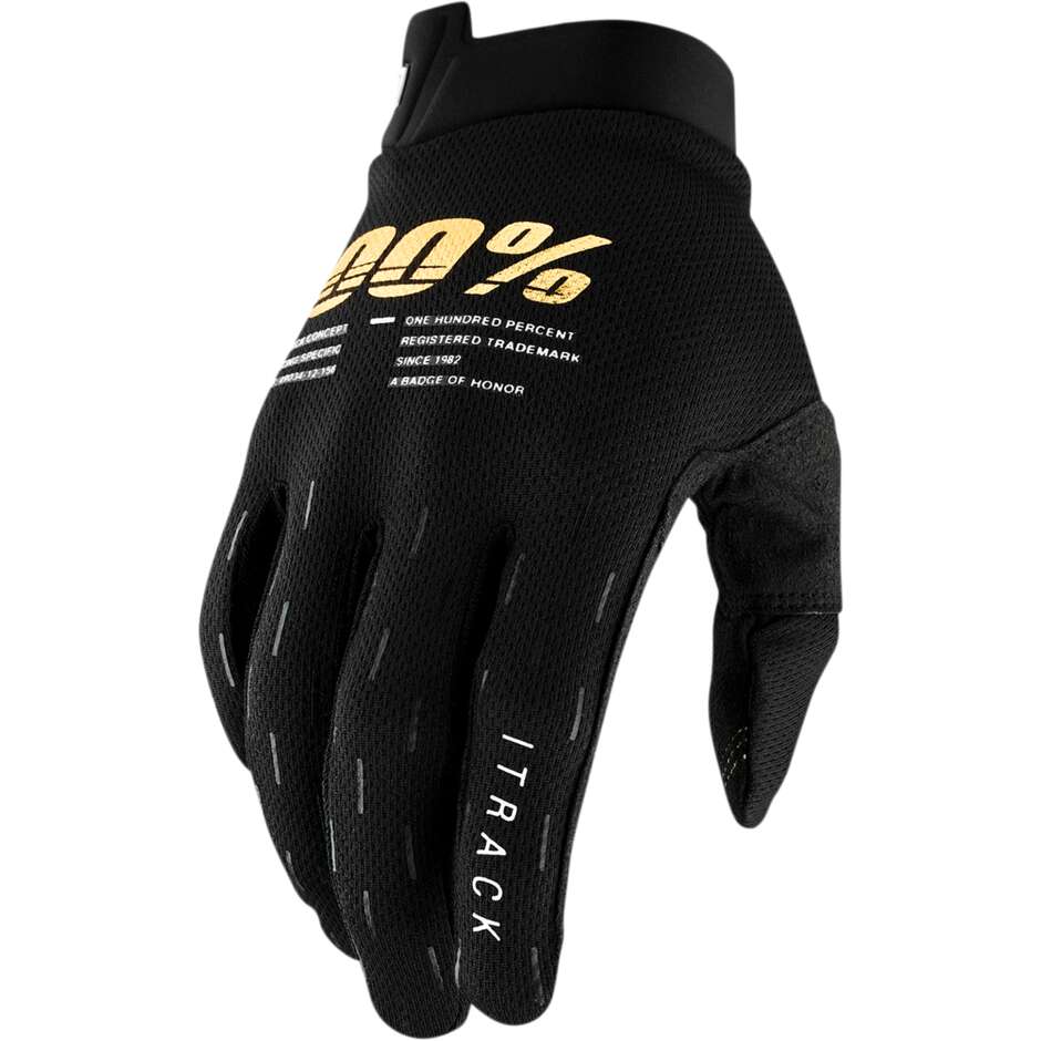 100% iTRACK Black Motorcycle Cross Enduro MTB Gloves