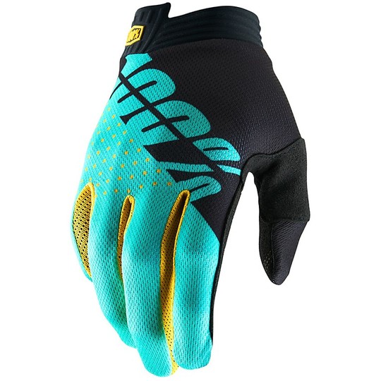 100% iTRACK Cross Enduro Motorcycle Gloves Black Aqua
