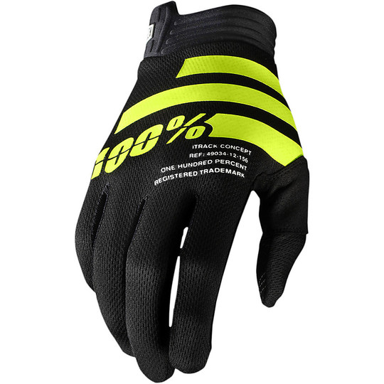 100% iTRACK Cross Enduro Motorcycle Gloves Black Yellow Fluo