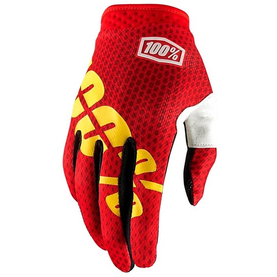 100% iTrack Fire Red Cross Enduro Motorcycle Gloves