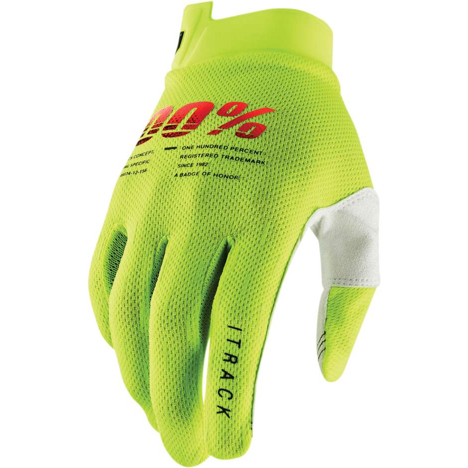 100% iTRACK Moto Cross Enduro MTB Gloves Fluo Yellow