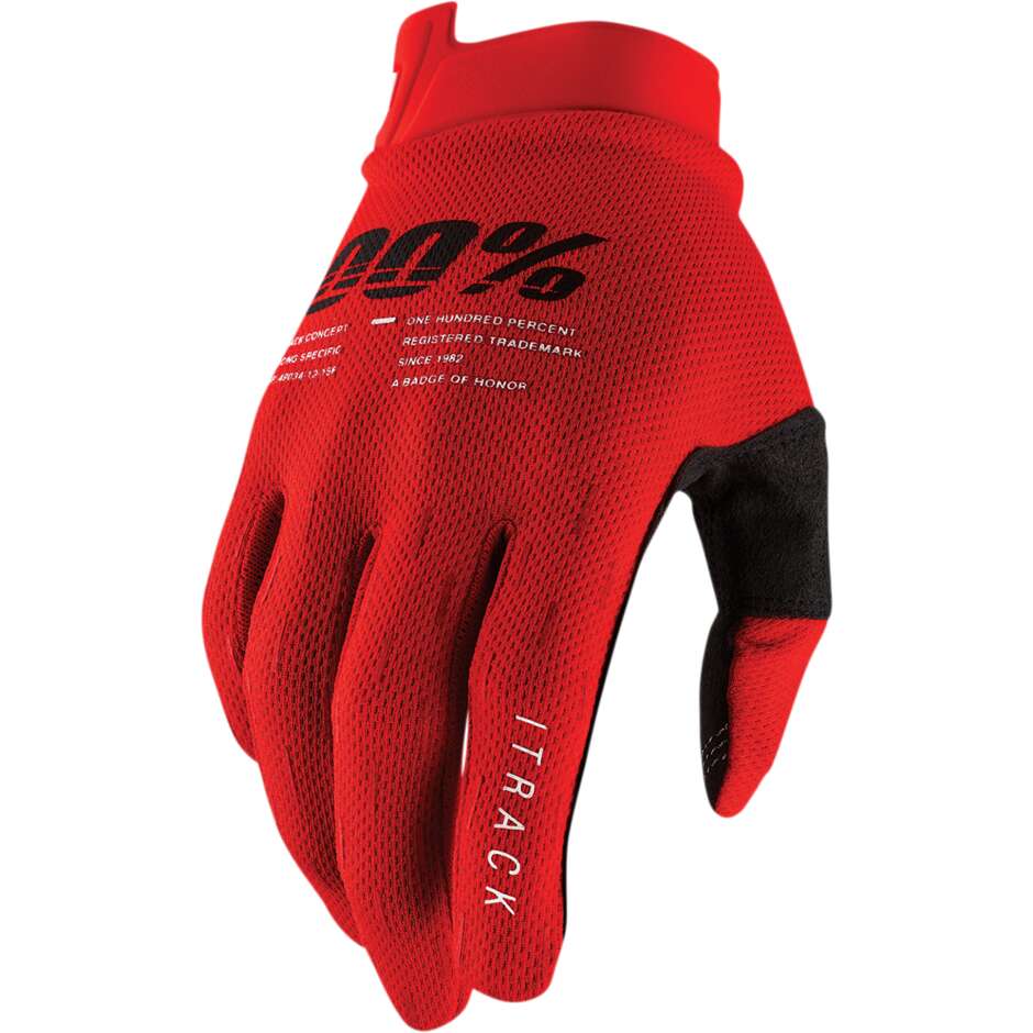 100% iTRACK Red Moto Cross Enduro MTB Gloves