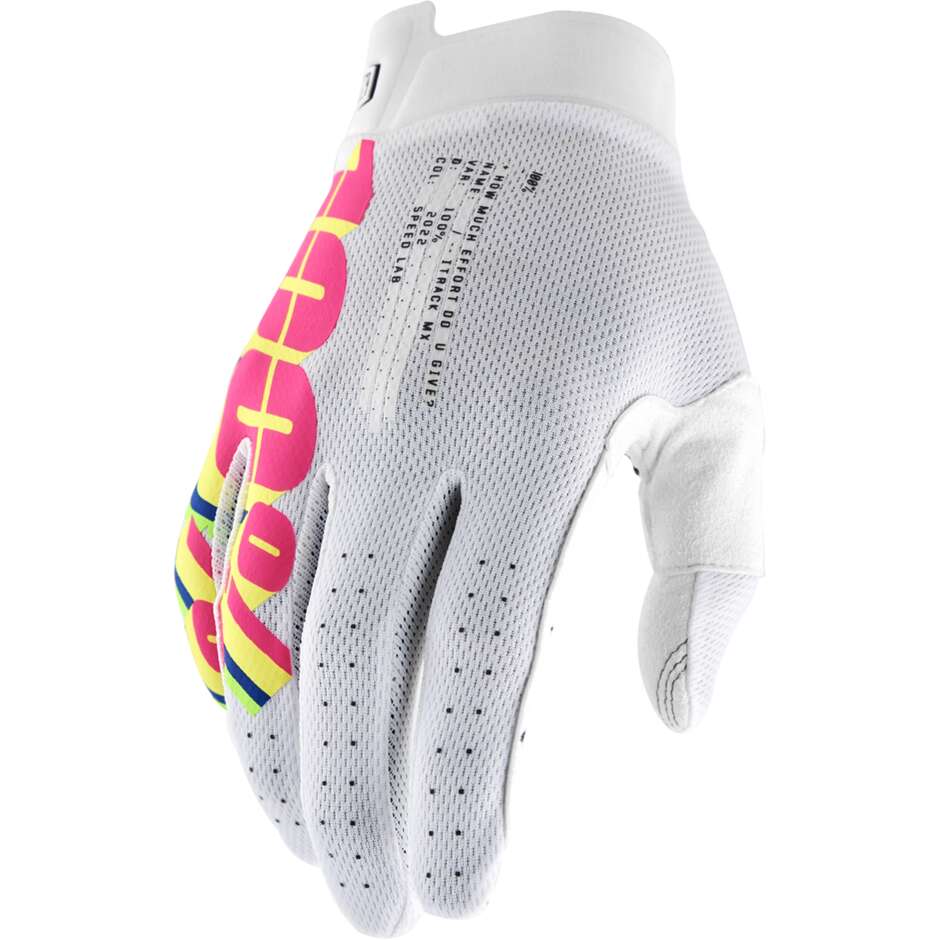 100 % iTRACK-System, weiße Motorrad-Cross-Enduro-MTB-Handschuhe