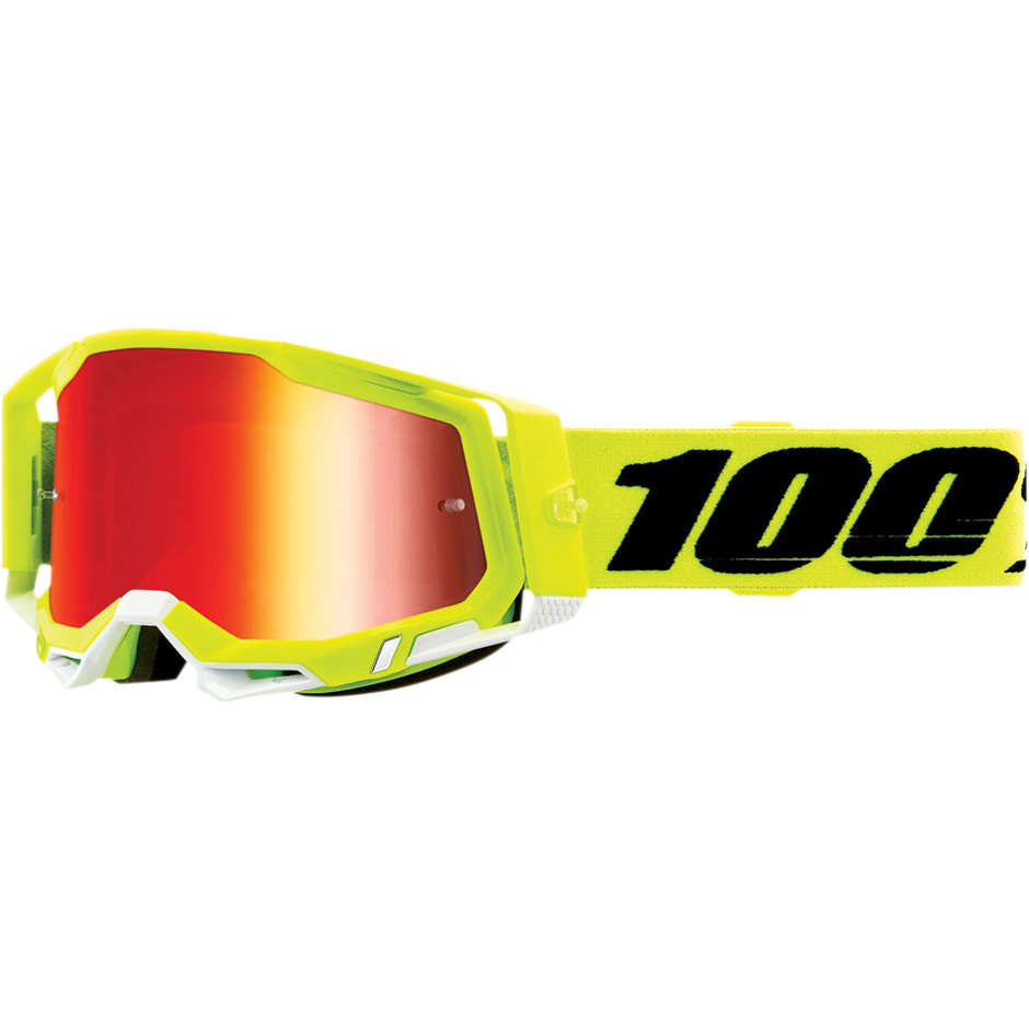 100% RACECRAFT 2 Yellow Cross Enduro Motorcycle Goggles Red Mirror Lens
