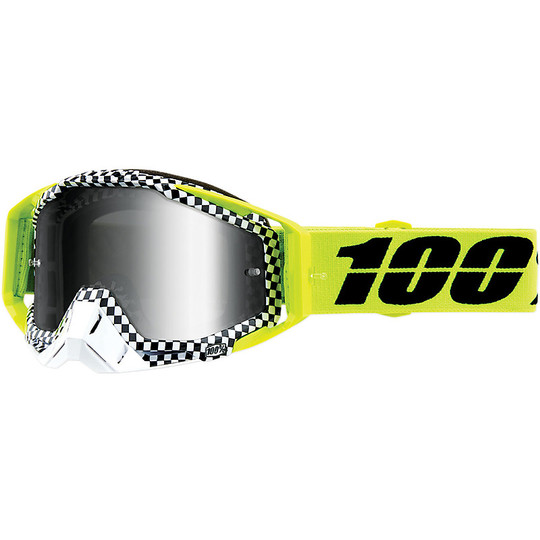 100% RACECRAFT Cross Enduro Lunettes de moto Andre Silver Mirror Lens